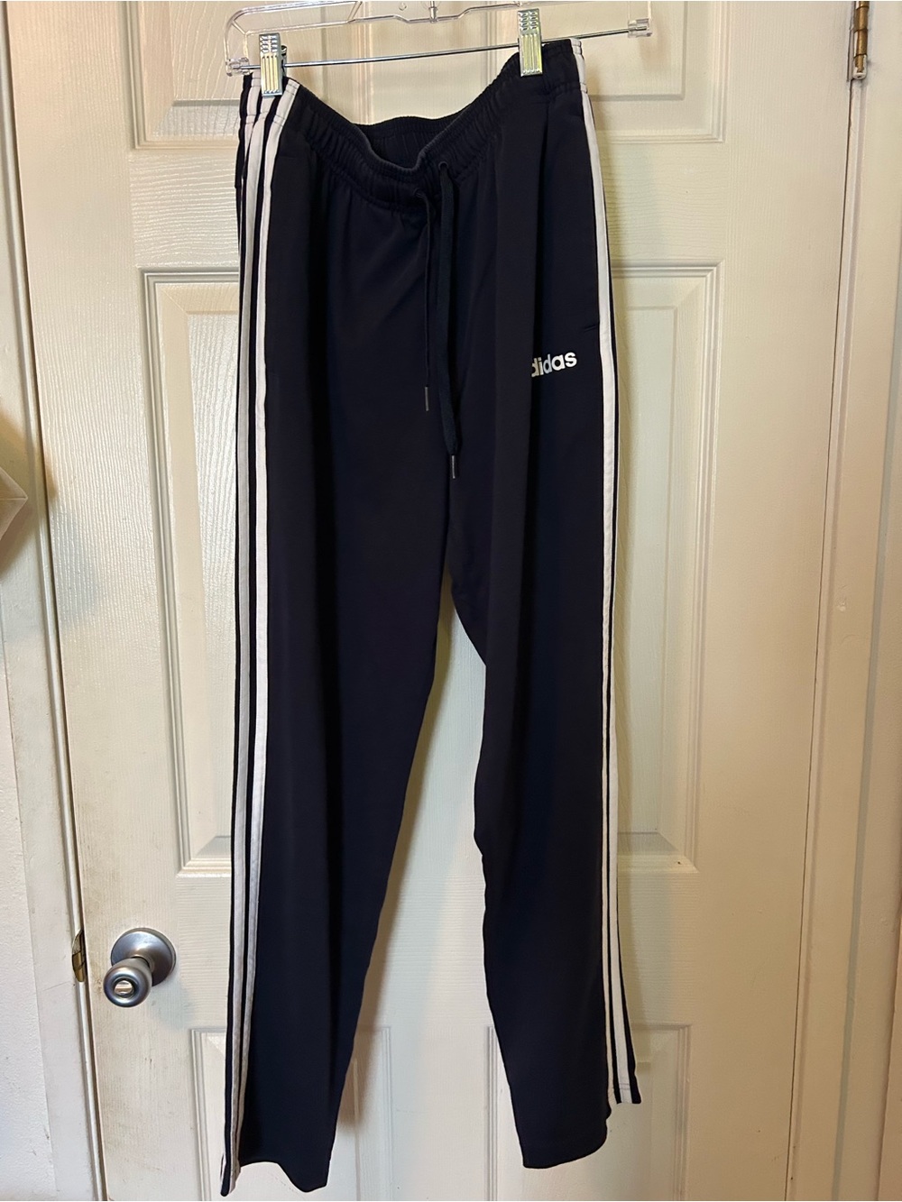 adidas dark navy blue Joggers with White Side Stripes